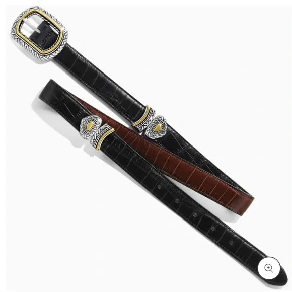 🌼BRIGHTON🌼 Marcus Mixed Metal Reversible Black and Brown Leather Belt, Size M 30 - Picture 16 of 16